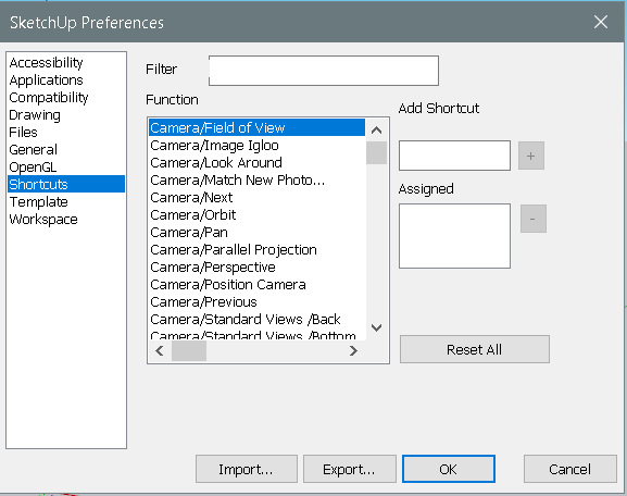 Shortcut Dialogue Box for Sketchup